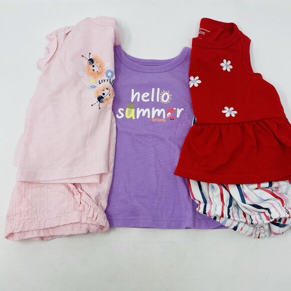 First Impressions Baby Girls 12 Months 5 Piece Shorts Tees and Tank Top Set 275 - Picture 1 of 8